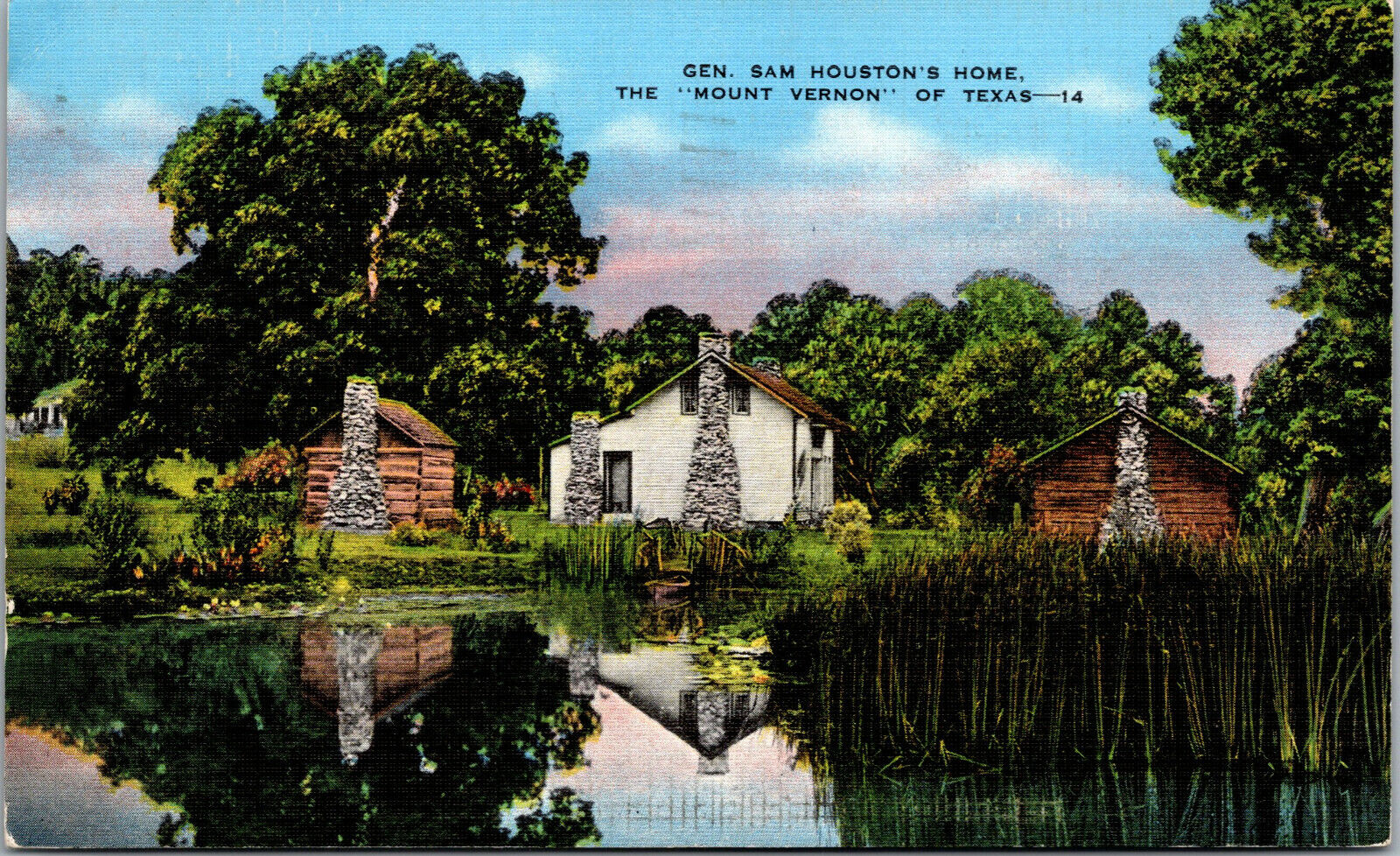 Vtg 1930s General Sam Houston\'s Home The Mount Vernon of Texas TX Linen Postcard