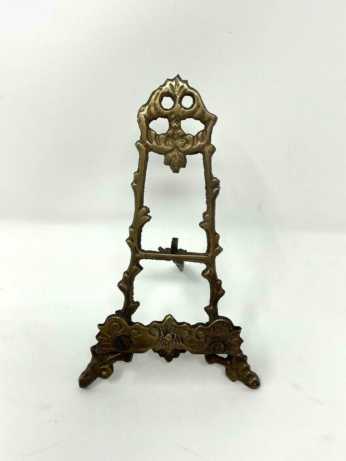 Small Victorian Style Brass Easel Display Stand Sign Holder 