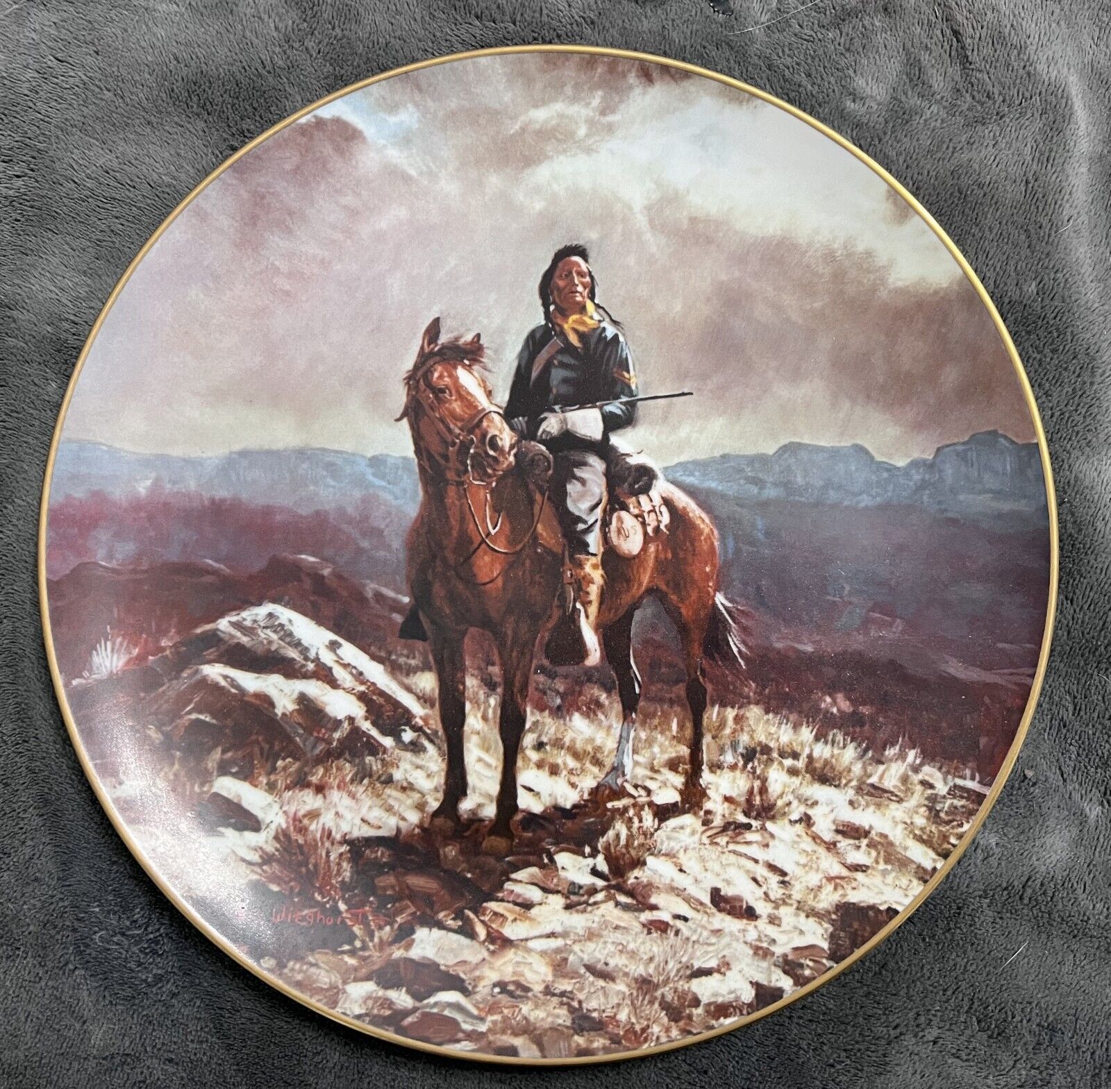 FAIRMONT FINE CHINA, INDIAN SCOUT by OLAF WIEGHORST Collector\'s Plate 10.25 dia.