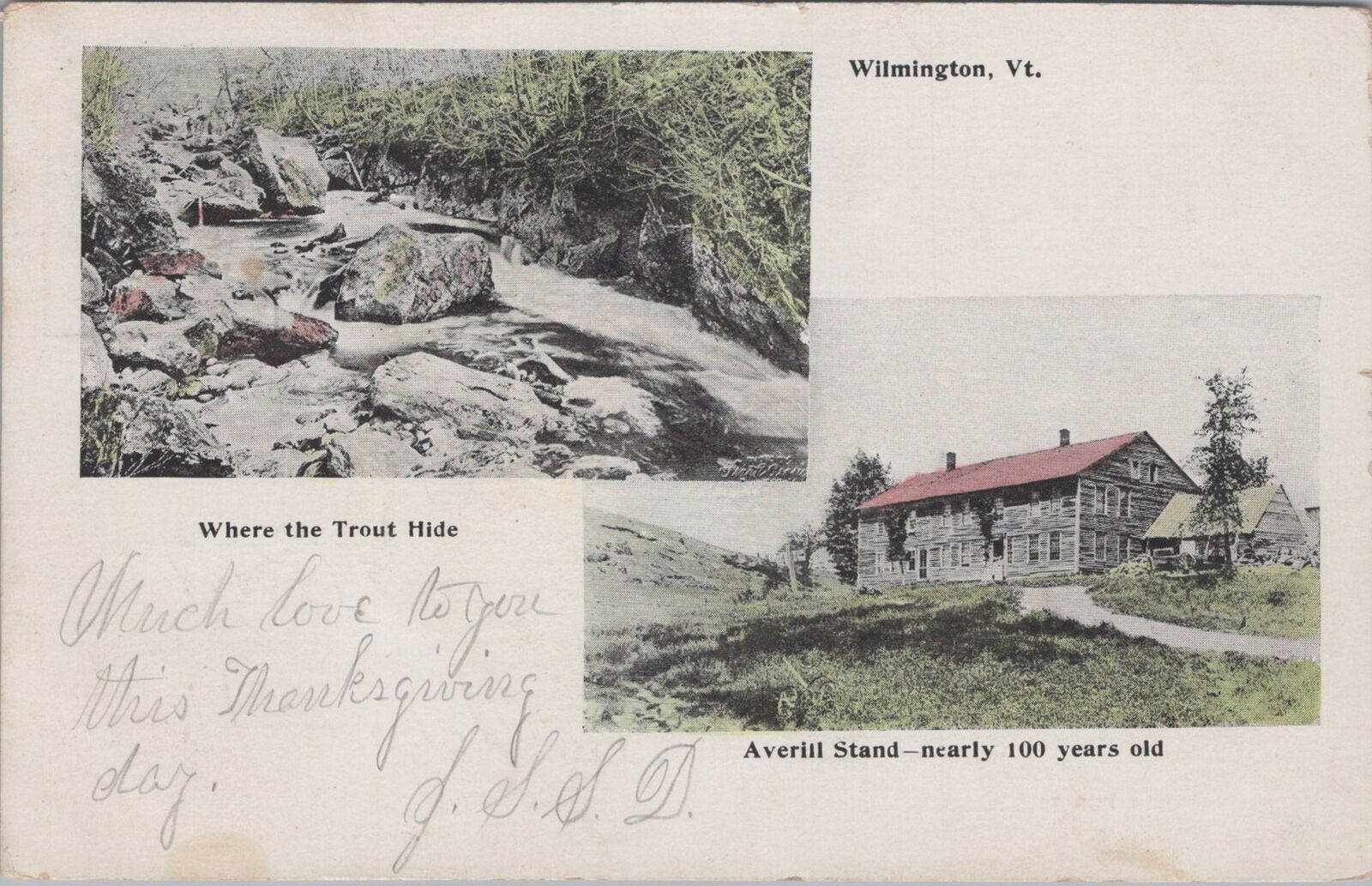 Wilmington, Vermont Averill Stand Trout Stream 1904 Postcard