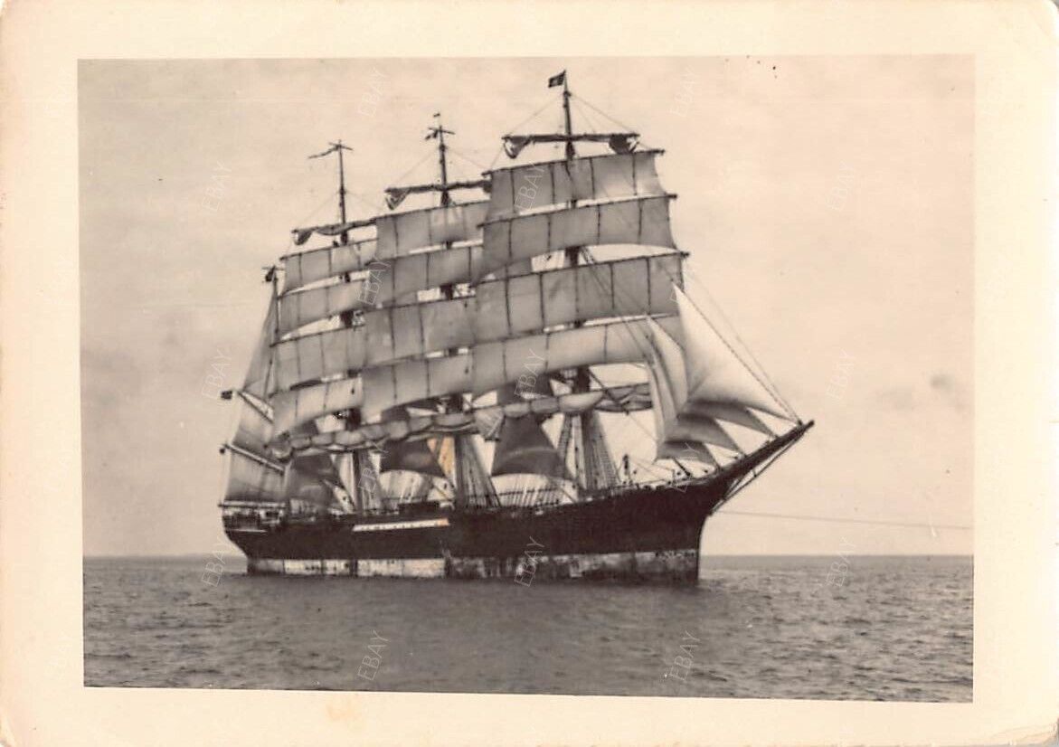 Old Photo Snapshot Pamir Worlds Last Commercial Ocea Going Sailing Ship #2 Z49