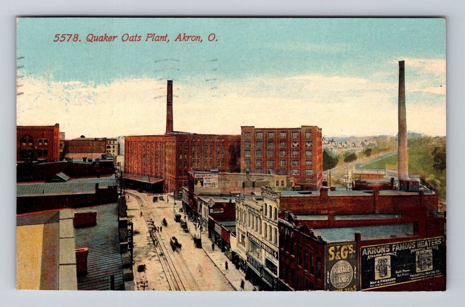 Akron OH-Ohio, Aerial Quaker Oats Plant, Antique, Vintage c1912 Postcard