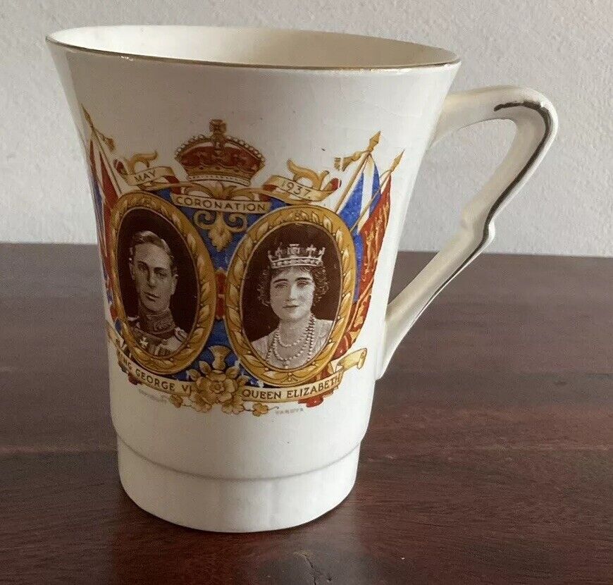 Vintage King George VI and Queen Elizabeth Coronation Mug 1937 England