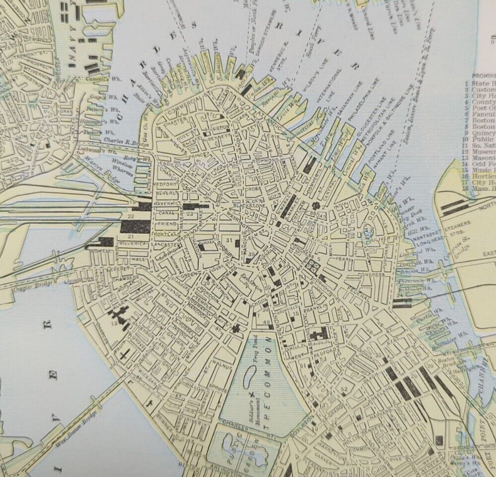 Vintage 1892 BOSTON MASSACHUSETTS Map 11\