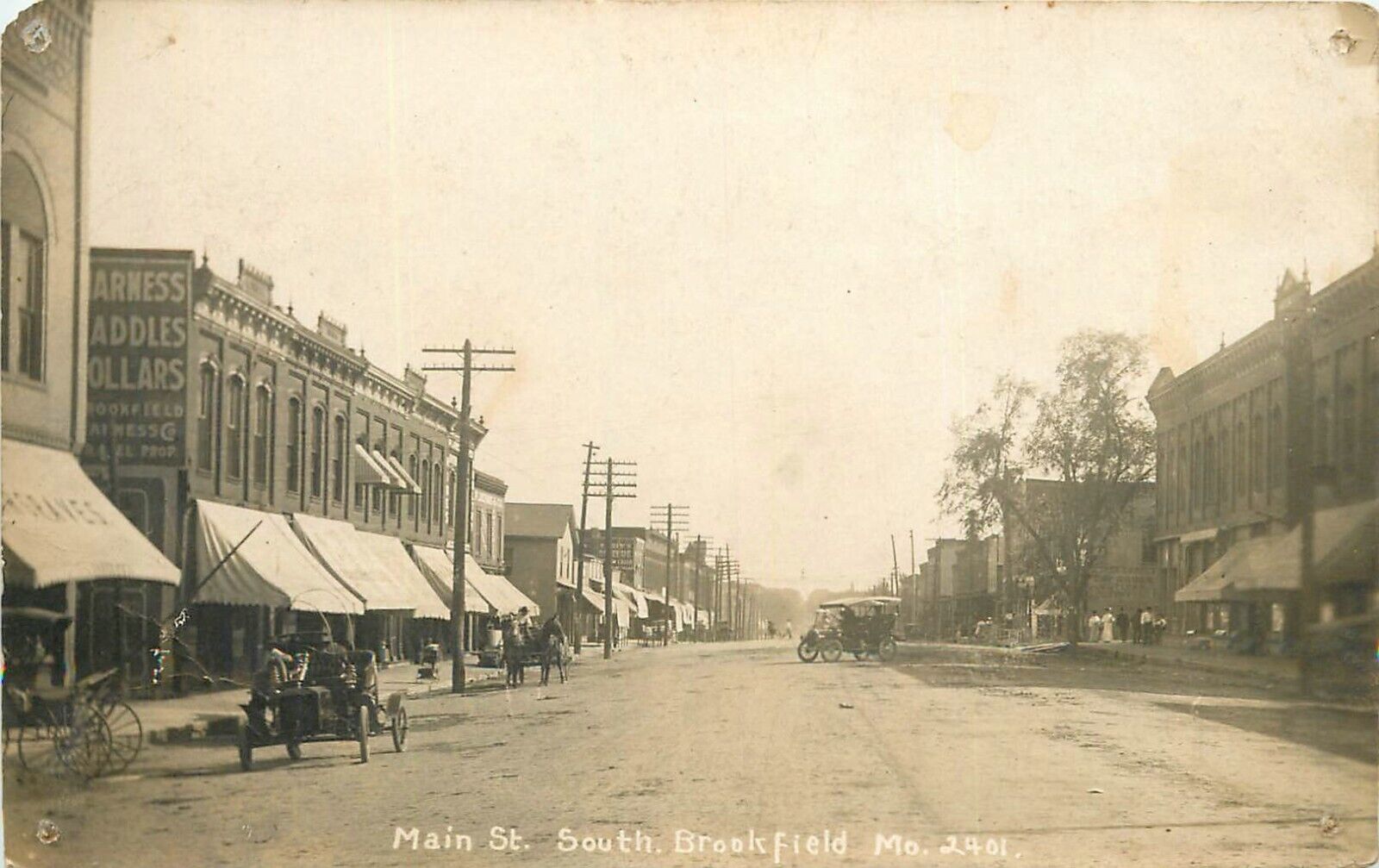 c1910 Main Street, Brookfield, Missouri Real Photo Postcard/RPPC
