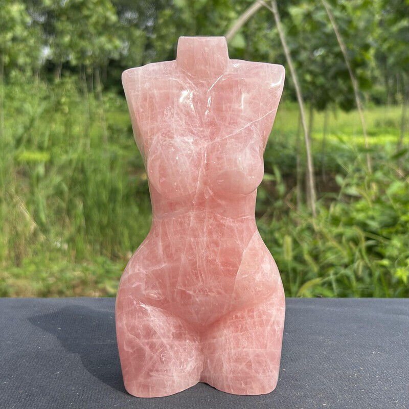 3.61lb Natural Pink Rose Quartz Carved Female Model Skull Cystal Reiki Healing