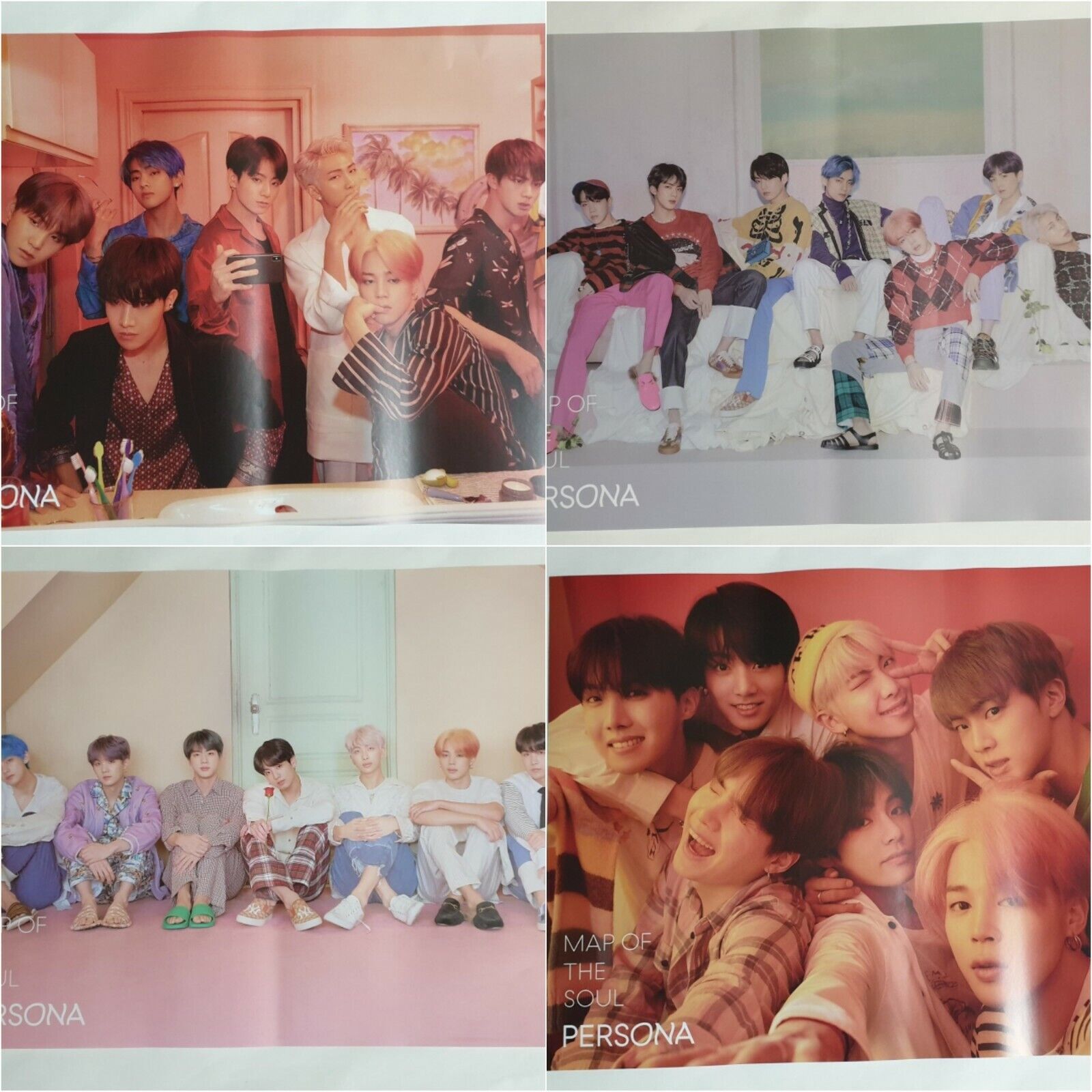 BTS Map Of The Soul PERSONA Official Unfolded Poster 4ea KPOP Goods Bangtan boys