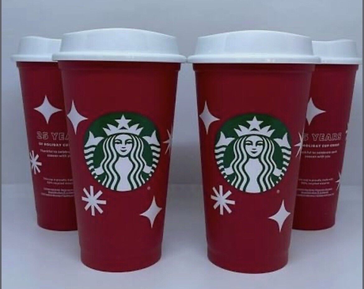 **RARE** 2022 Starbucks Reusable Red Cup 25 Years Holiday Cheer Limited Edition