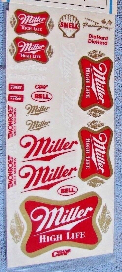 Miller High Life Stickers By Checkered Flag Racing great for model race cars New