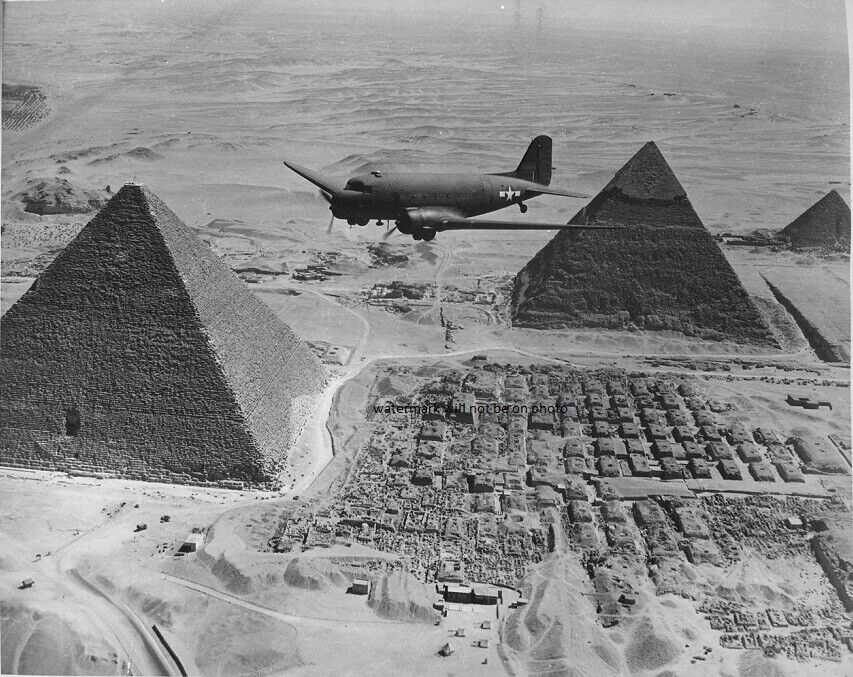 Air Transport Command Plane flies over the pyramids 8x10 WW2 Photo Picture 243