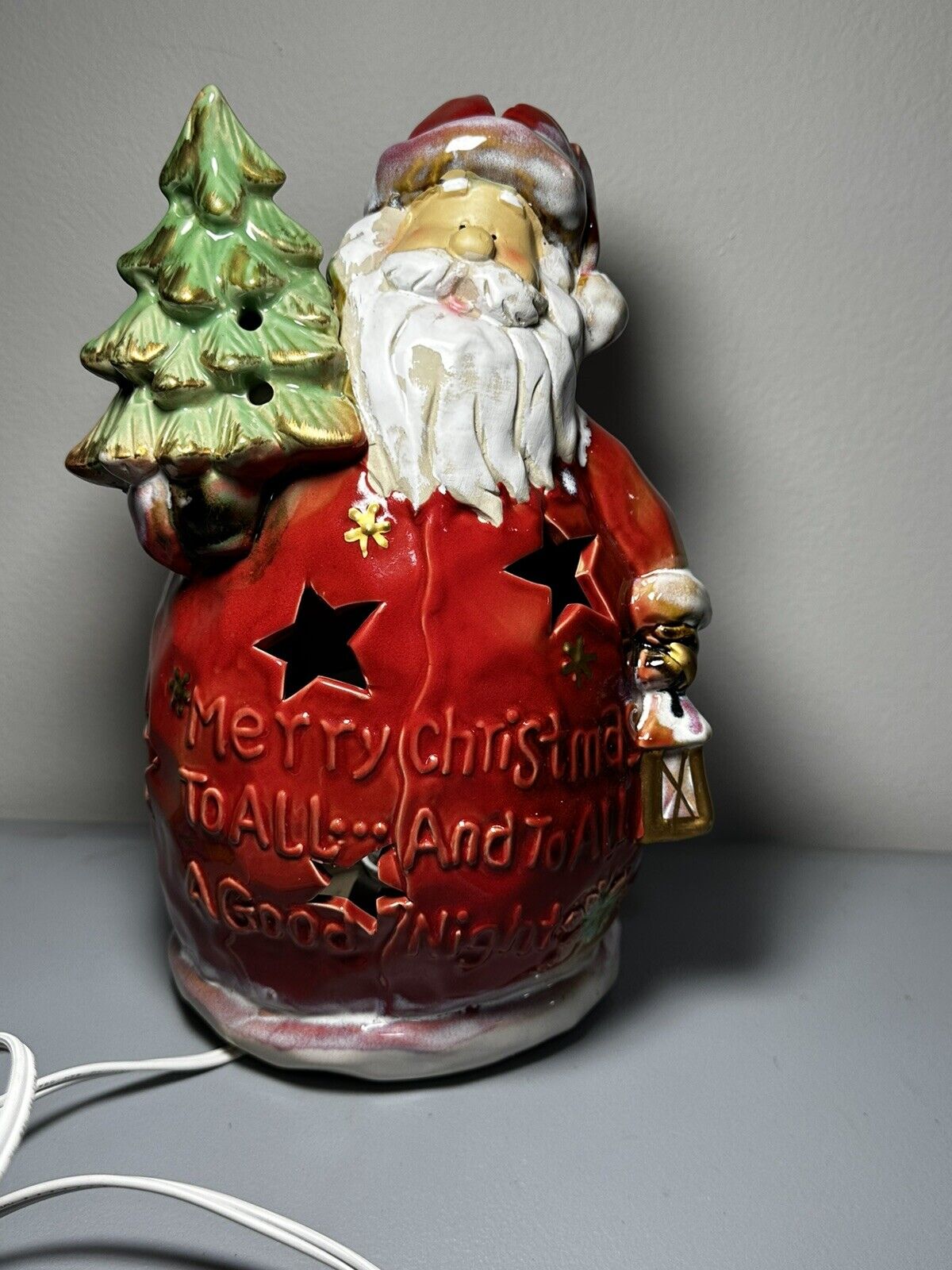 Kirkland's Santa Greeting Nightlight Christmas Decorative Holiday Light Rustic