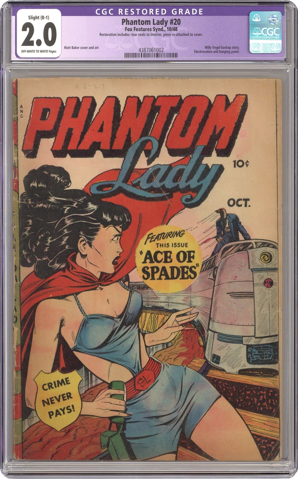 Phantom Lady #20 CGC 2.0 RESTORED 1948 4387061002