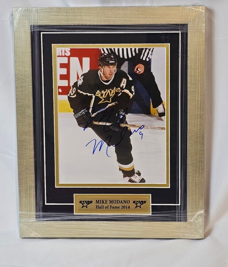 Mike Modano Signed Picture Dallas Stars Framed  PSA Certified