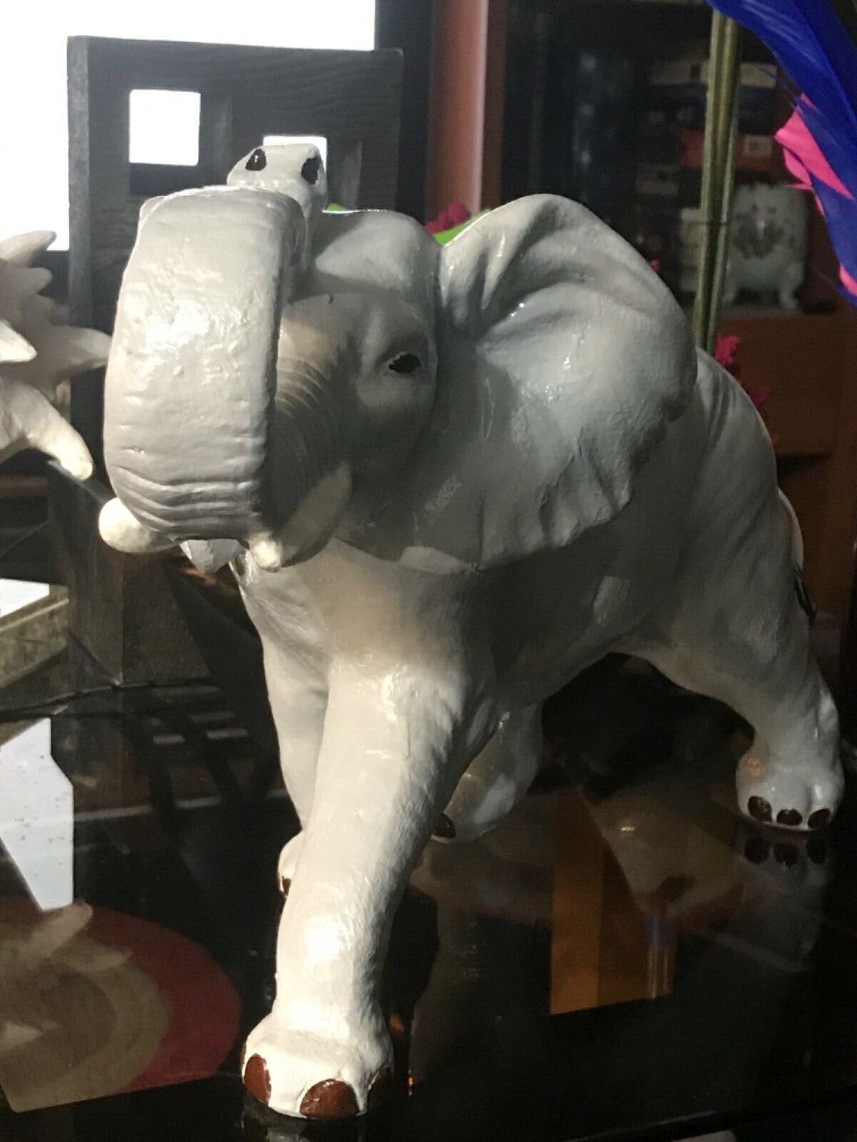 BEAUTIFUL ELEPHANT HEAVY SOLID CONCRETE MOLDED / L.16” x W. 8” x H. 10” INCHES