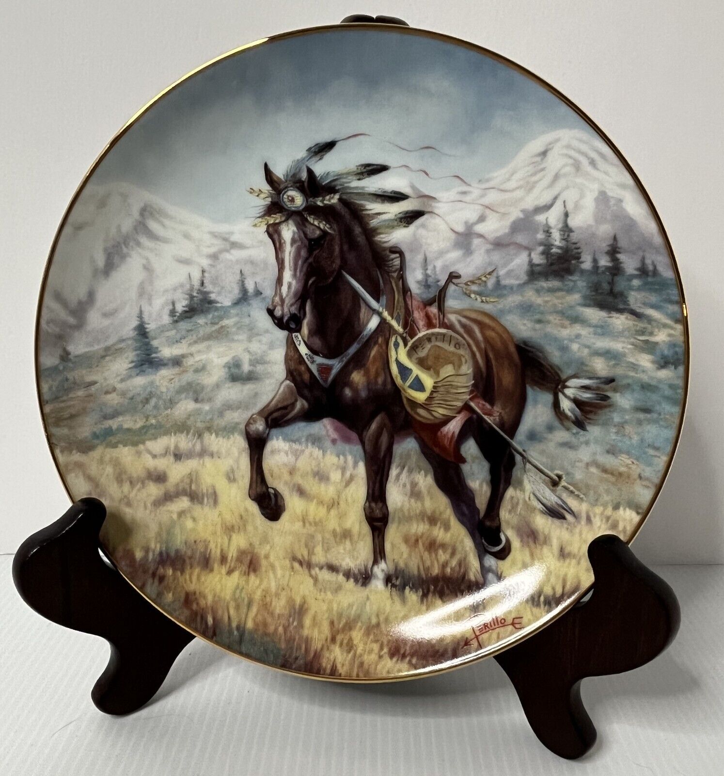 Vintage ARTAFFECTS, 1991 Collector\'s Plate Perillo Windcatcher Cheyenne War Pony
