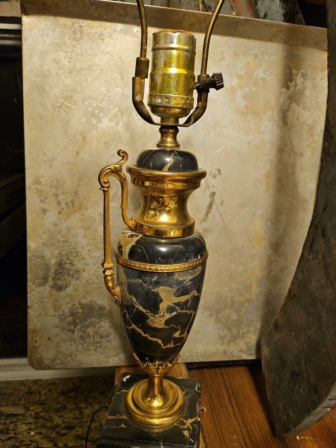 Fine Neoclassical Style Marble and Brass Urn Shaped Vase Accent lamp Mid 20th c.