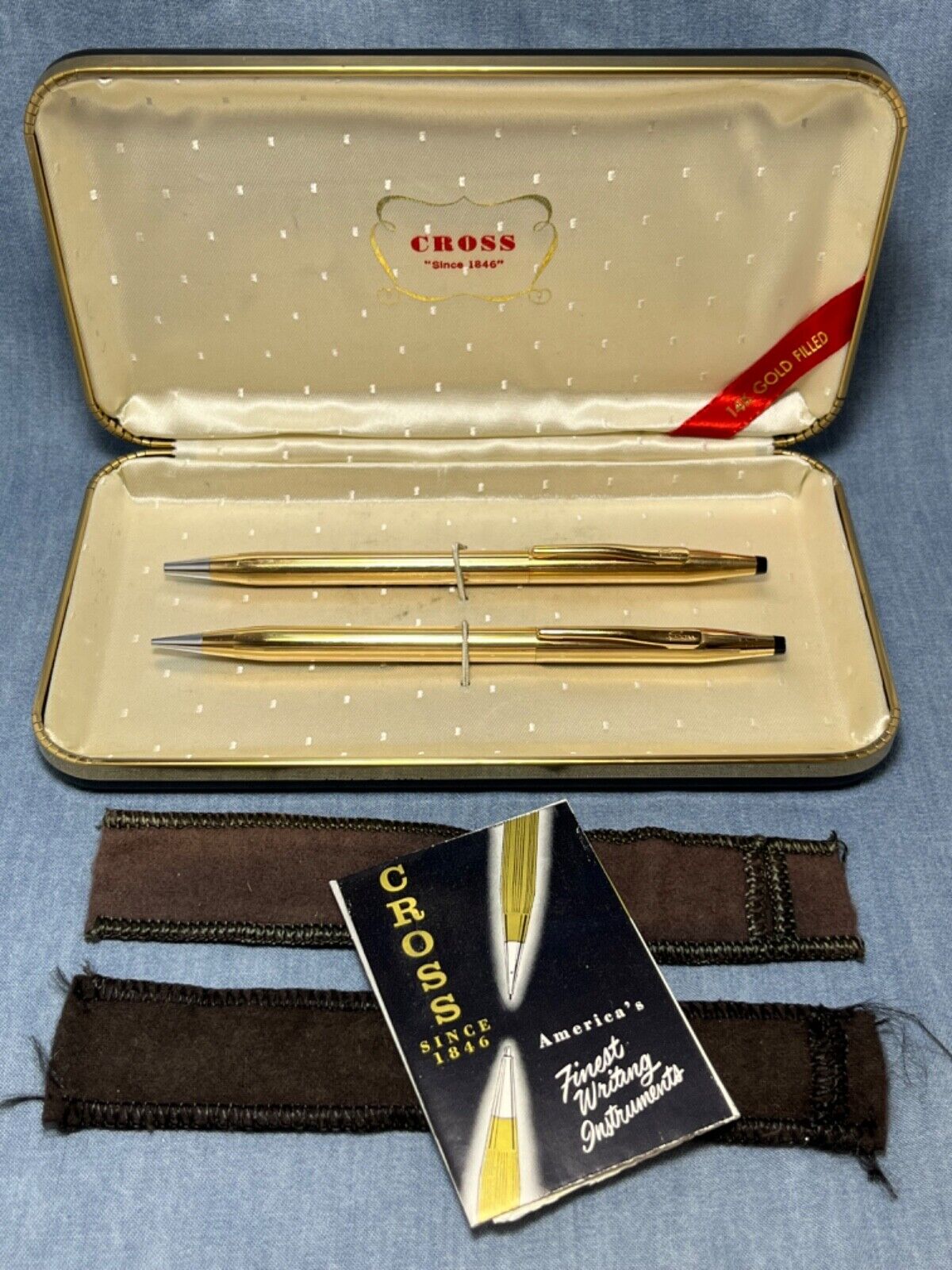 Cross 14K Gold Pen & Pencil Set ⭐️ NOT PERSONALIZED ⭐️ case, sleeves, manual