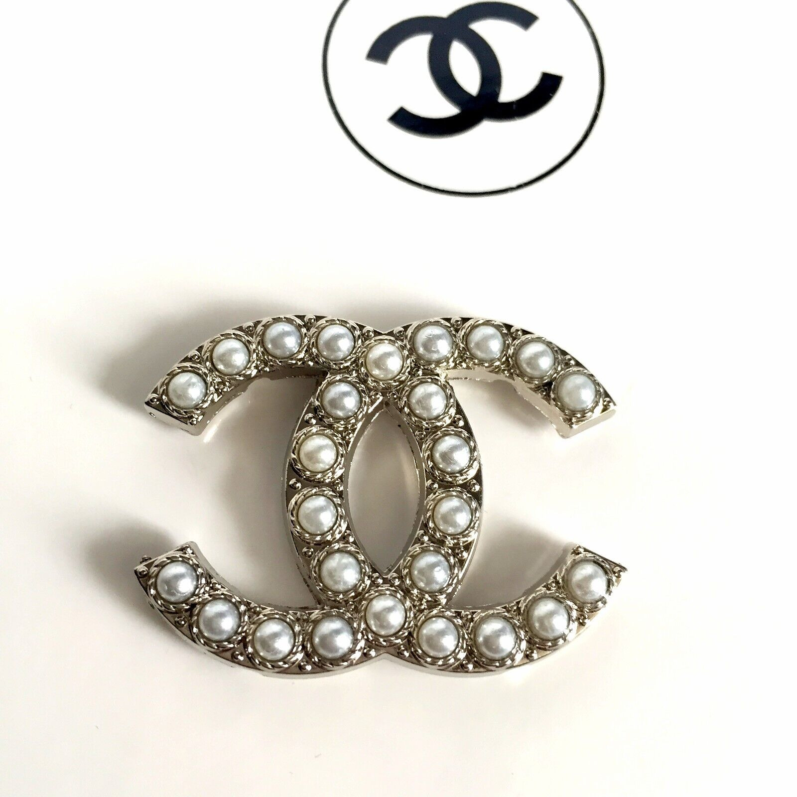 1 Vintage original large 38 mm x 29 mm Chanel CC Logo gold tone button 4 holes