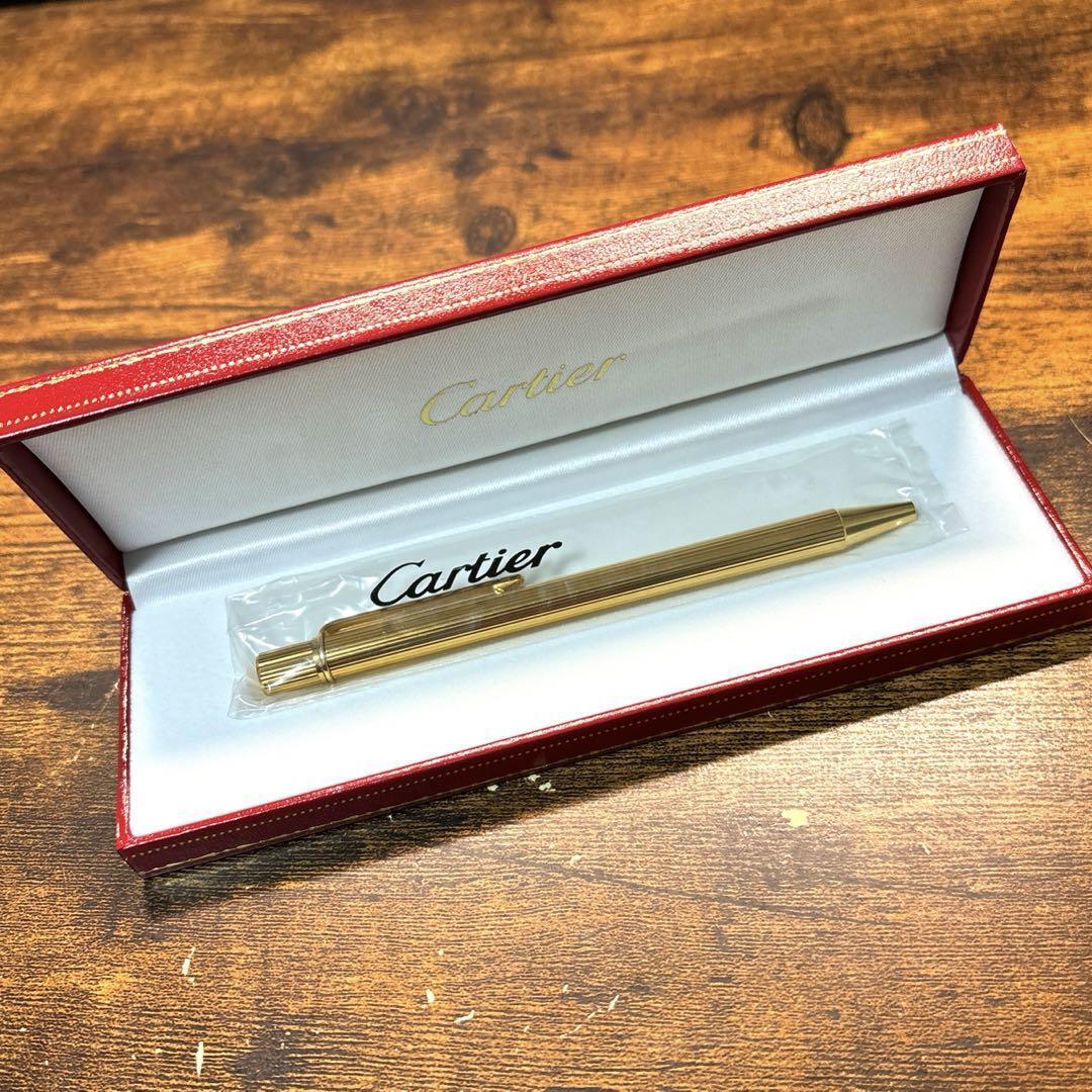 CARTIER Ballpoint pen Gold tone Stripe Must de Cartier with Case ST159090 UNUSED