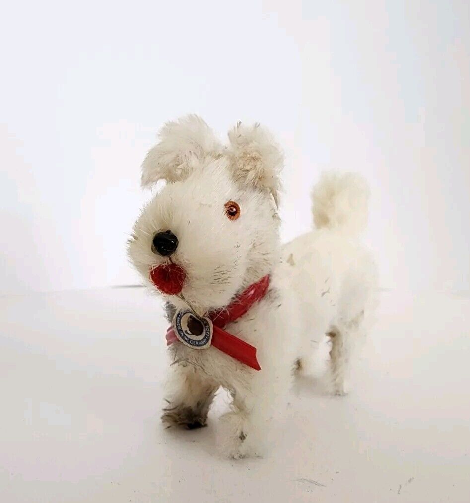 Vintage Real Fur Miniature Terrier Dog West Germany Toy