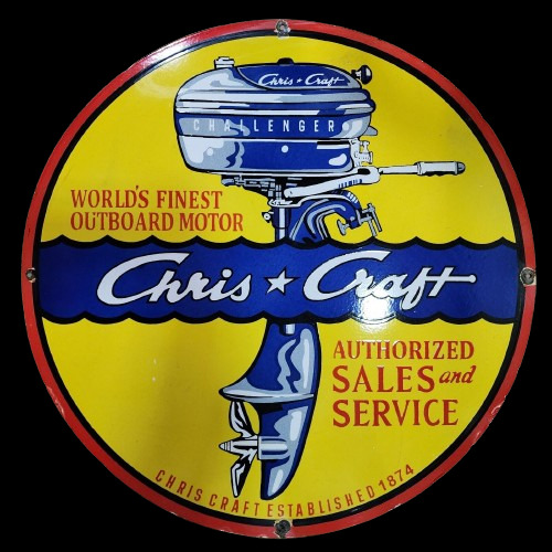 CHRIS CRAFT PORCELAIN ENAMEL SIGN 30X30INCHES DOUBLE SIDED
