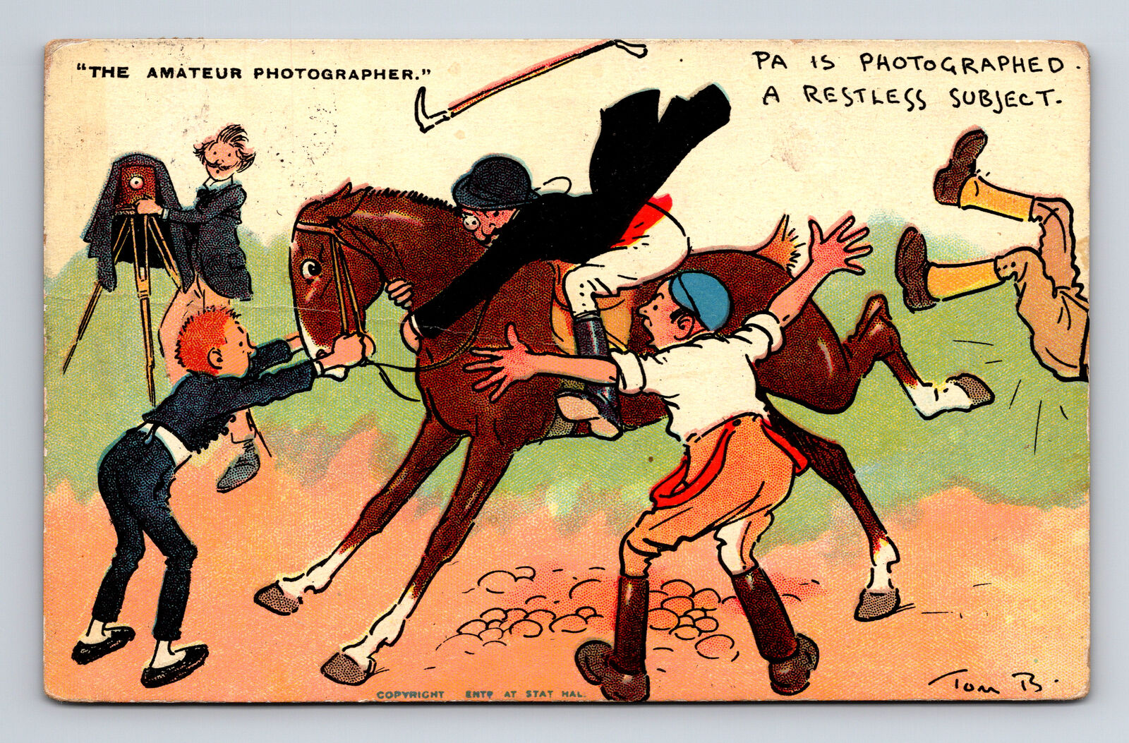 The Amateur Photographer Restless Horse Subject Comic Artist Tom Browne Postcard