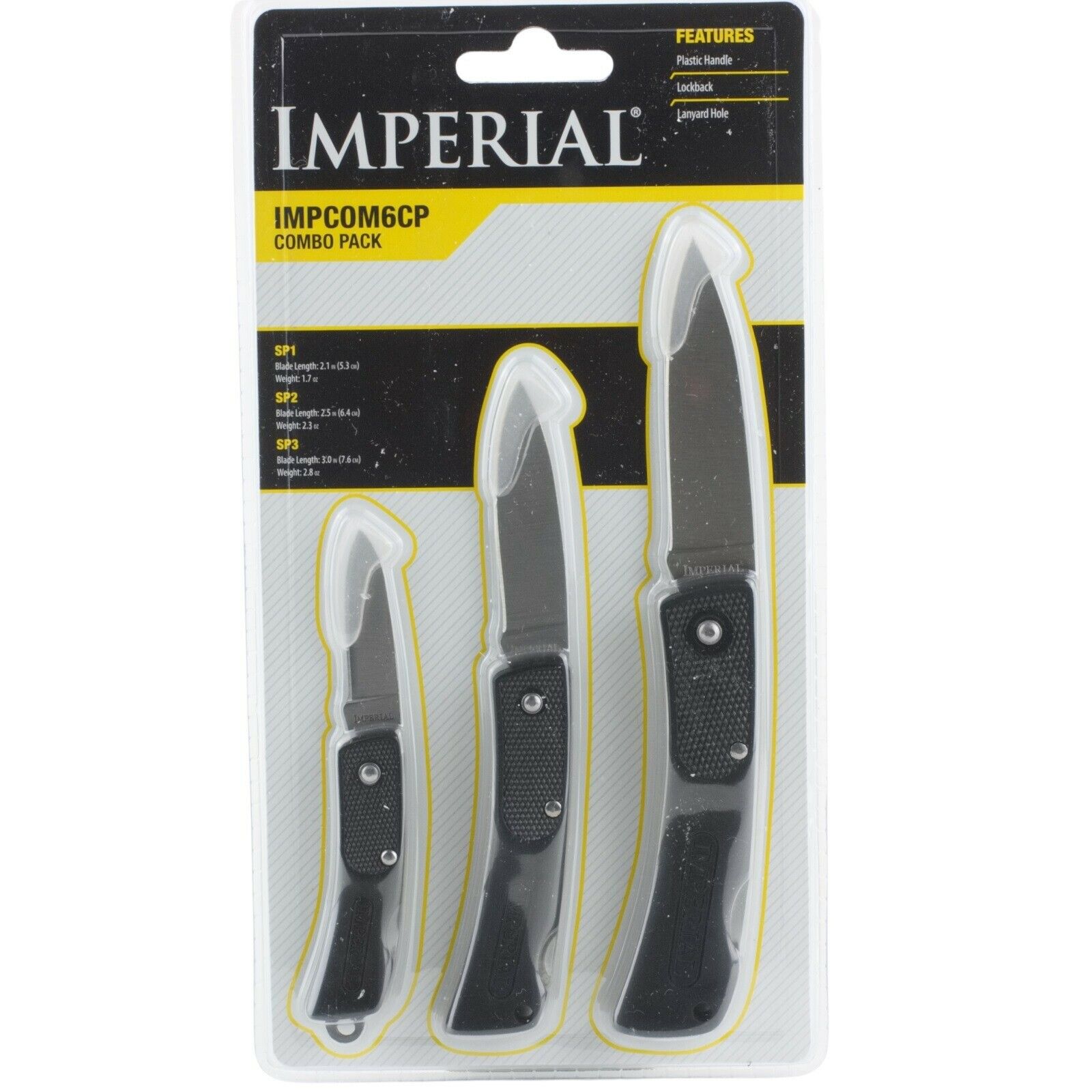 Imperial Schrade Black Lockback Folding Pocket Knife Combo 3 Pc Set 