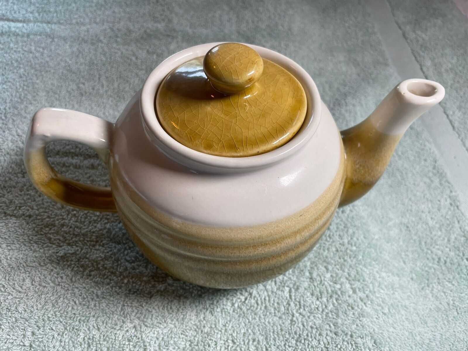 VTG Japanese Somayaki Crackle Glaze Double Wall Gold Teapot With Lid