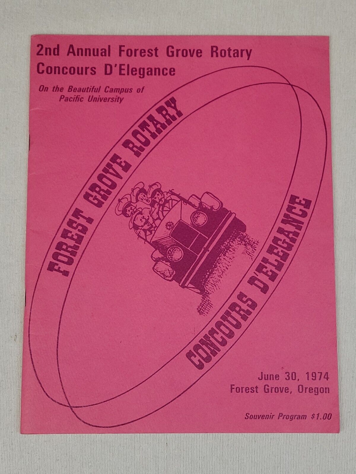 2nd Annual Forest Grove Rotary Concours D\'Elegance Car Show Program 1974-Rare