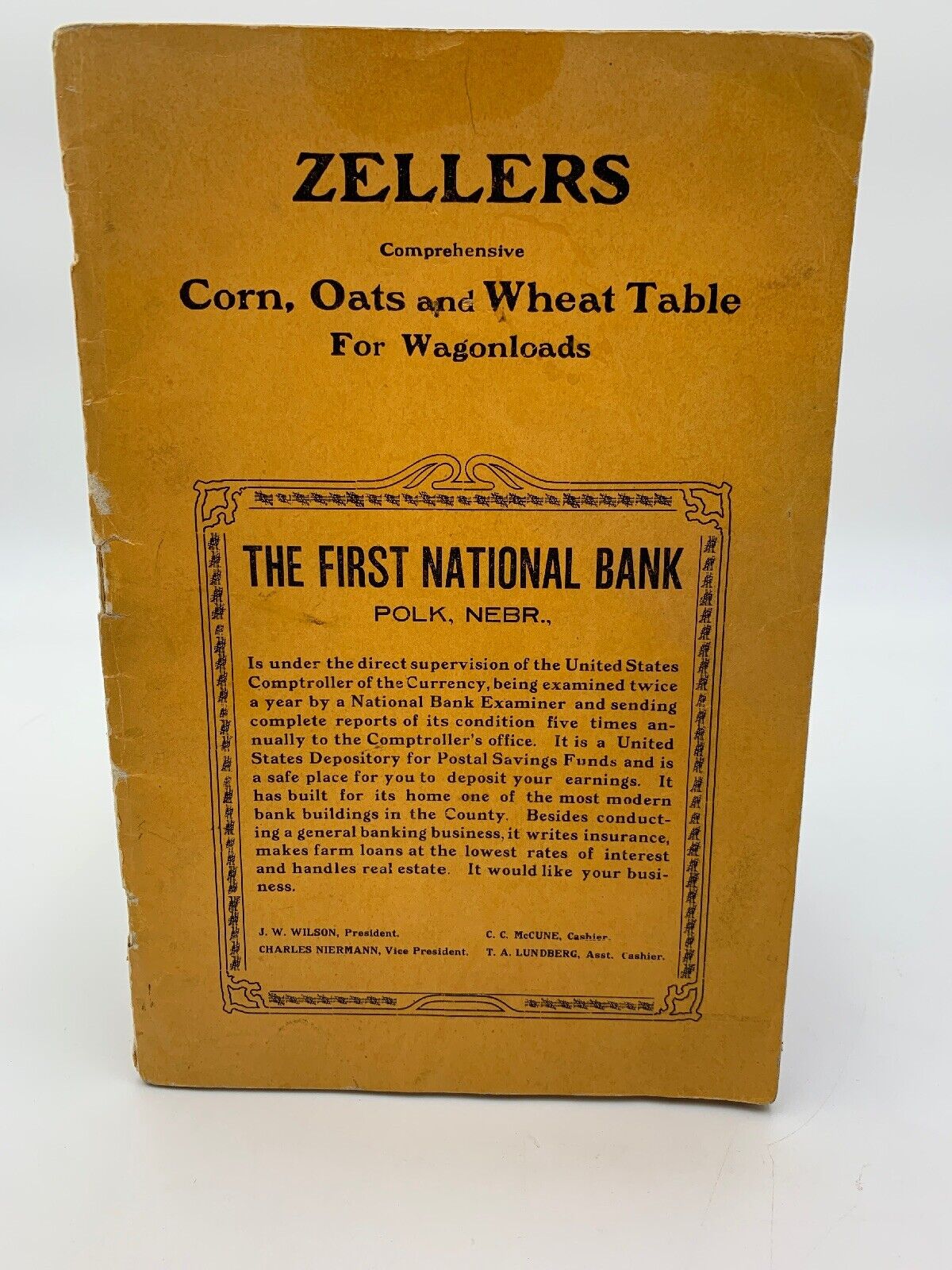 Zellers Corn Oats Wheat Table For Wagonloads Vintage 1911 Polk Ne 19-2685FL