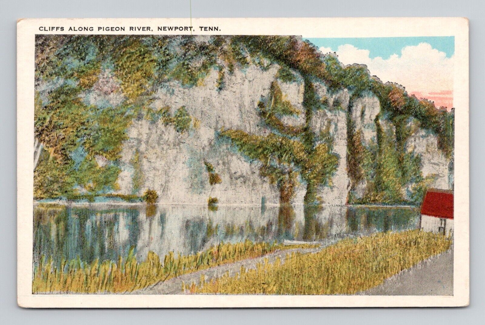 Postcard Pigeon River Cliffs in Newport Tennessee TN, Vintage i4