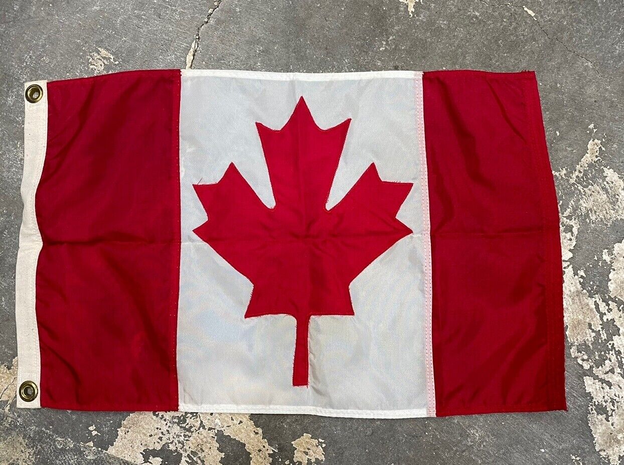 Vintage EMCO Canada Canadian Boat Flag Sewn Rare 12” X 18”