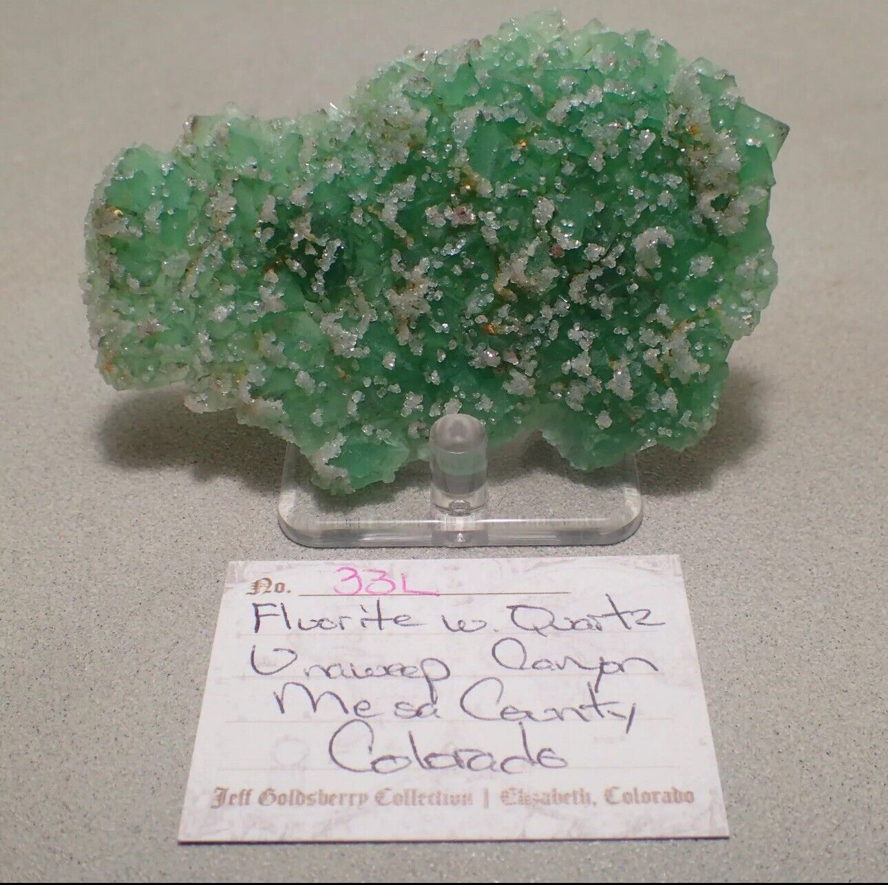 Fluorite w. Quartz, Unaweep Canyon, Mesa County, Colorado (Old Stock, Rare)