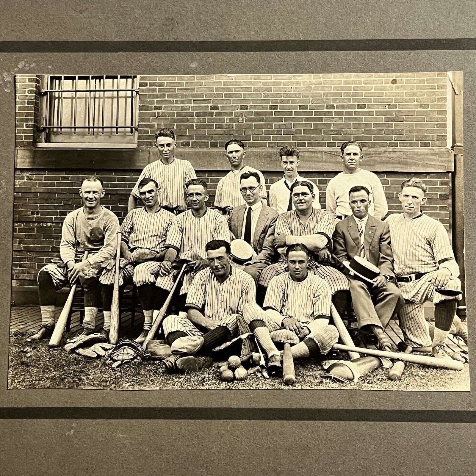 Antique Cabinet Card Photograph Lunatic Hospital Baseball Team ID Harrisburg PA