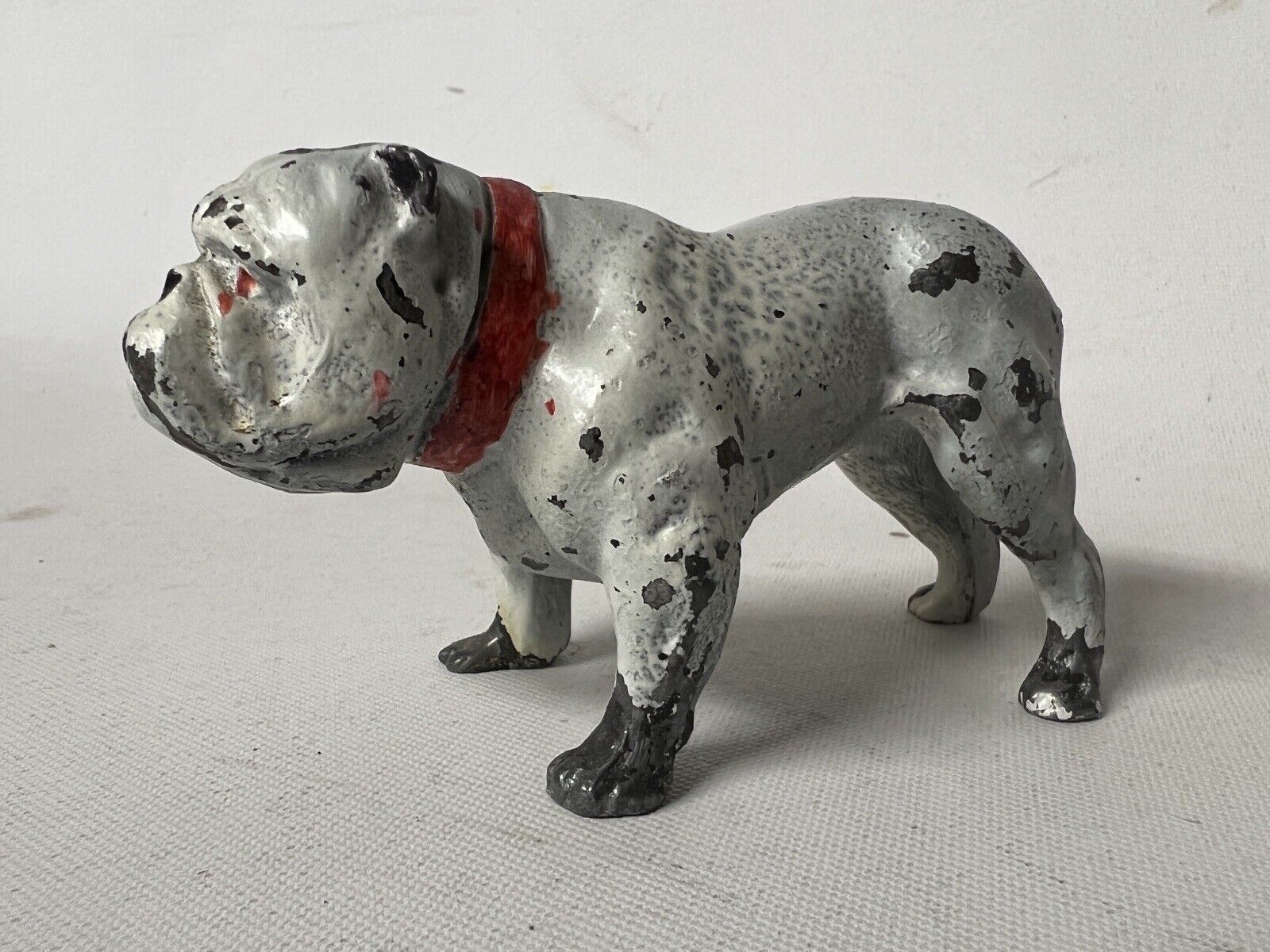Vintage Bulldog Pewter Metal Figure Figurine Painted