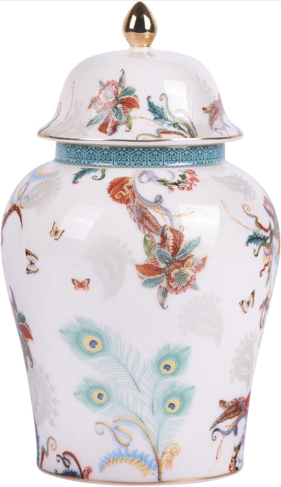 Chinese Ginger Jar with Lid Chinoiserie Antique Style
