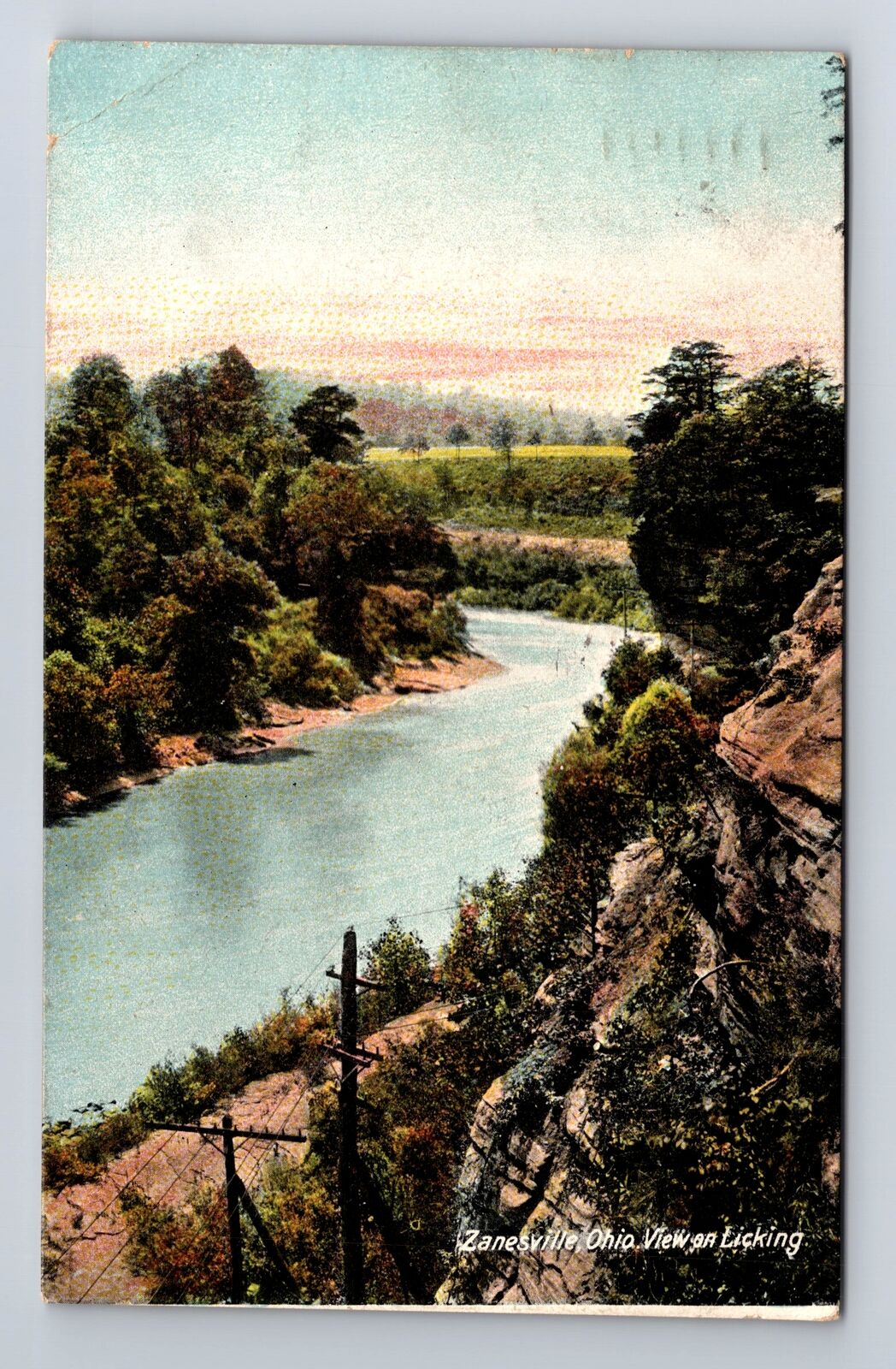 Zanesville OH-Ohio, Scenic View On Licking River, Vintage c1909 Postcard