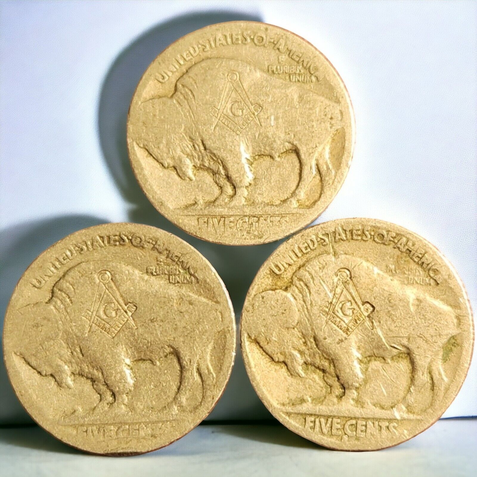 3 Rare Masonic Buffalo Nickels | Handmade In USA By Freemasons