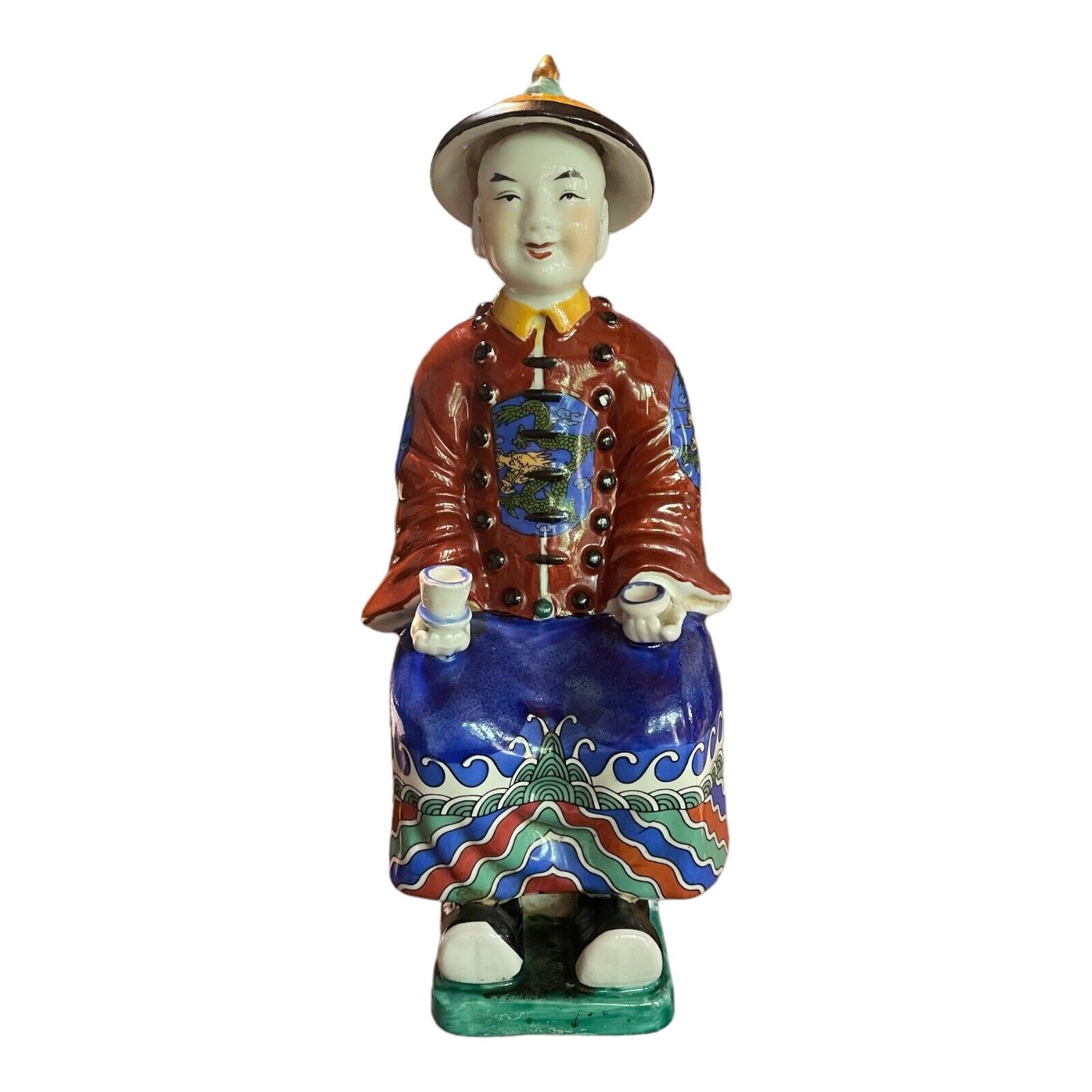 Chinese Porcelain Sitting Mandarin Figurine Ceramic Porcelain Statue Vintage