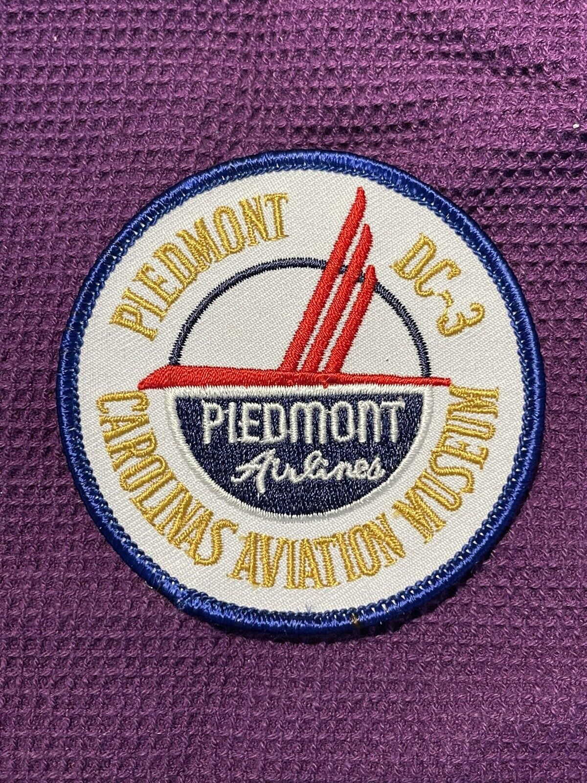VINTAGE PIEDMONT AIRLINES PATCH~ DC-3 CAROLINAS AVIATION MUSEUM ~ NOS ~ 3” X 3”