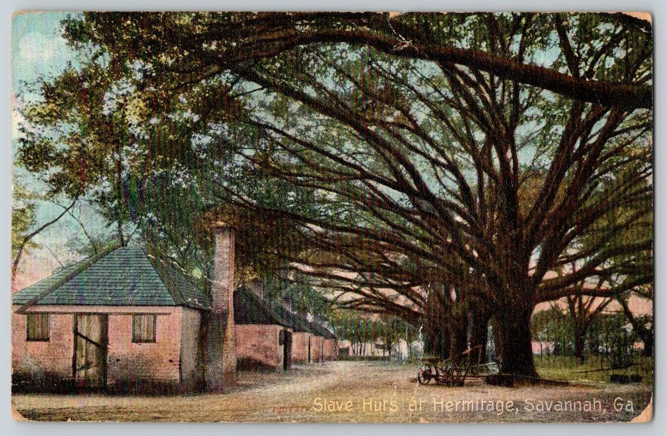 Antique Postcard~ Slave Huts At Hermitage~ Savannah, Georgia