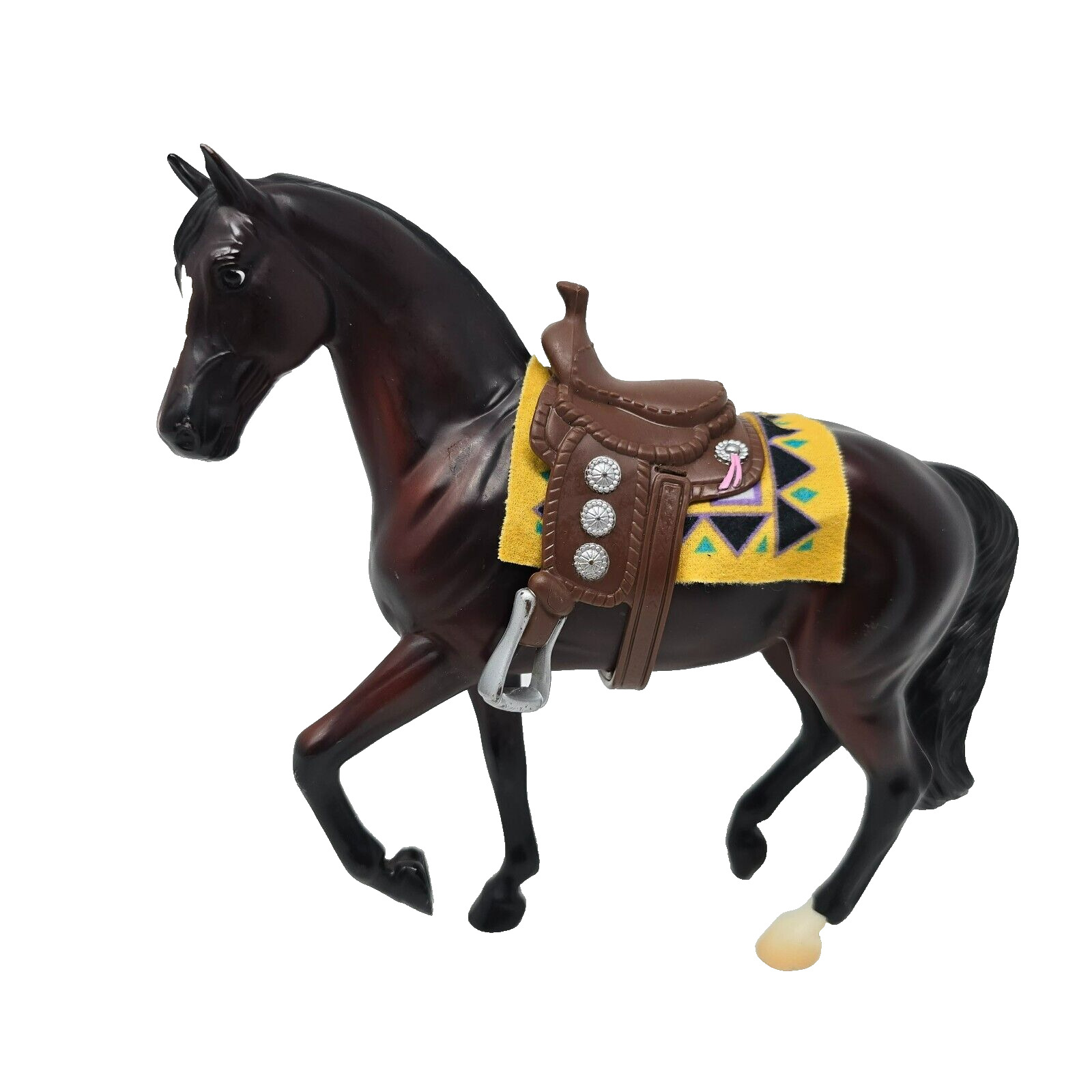 Classic Breyer Reeves Dark Brown Black White Breyer Horse Figurine w/ Saddle