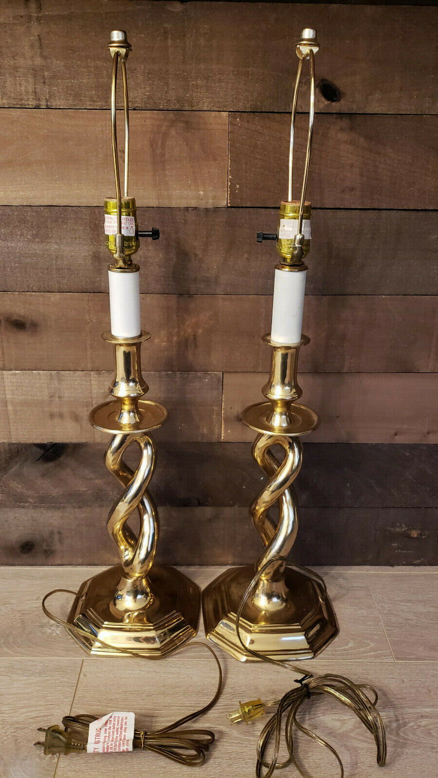 Two Rare Vintage Underwriters Laboratories Inc. Portable Table Lamps. Brass/Gold