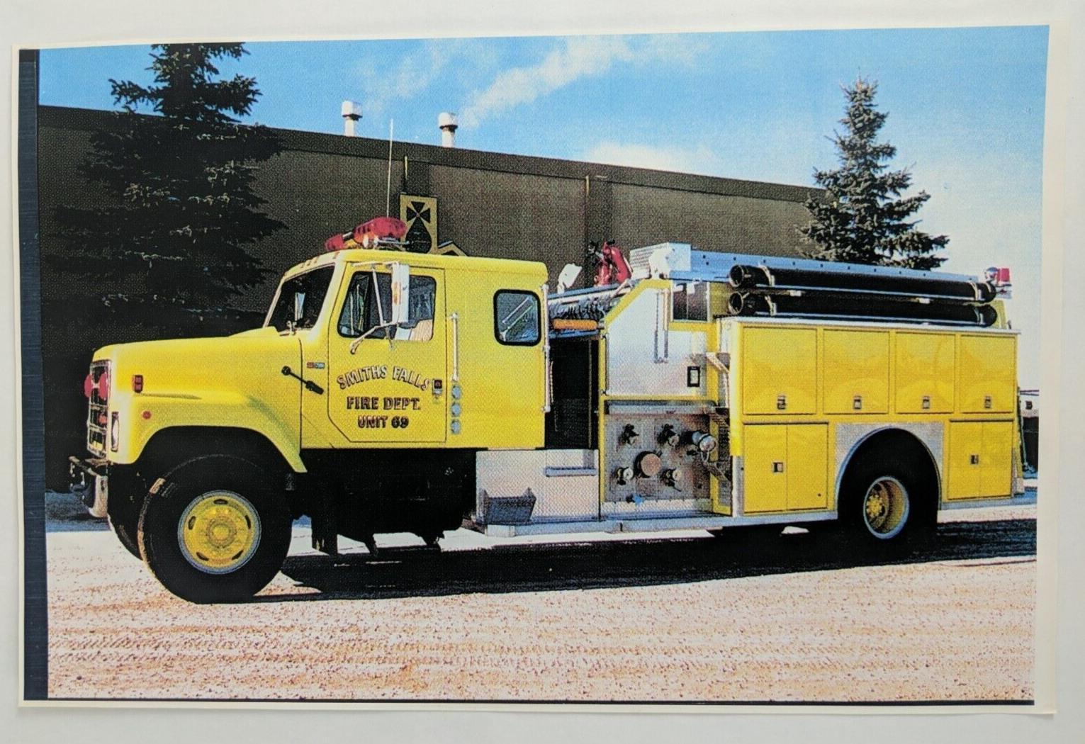 Vintage Firetruck Photo Print, Large 17x11 Smiths Falls Fire Dept Unit 69 Yellow