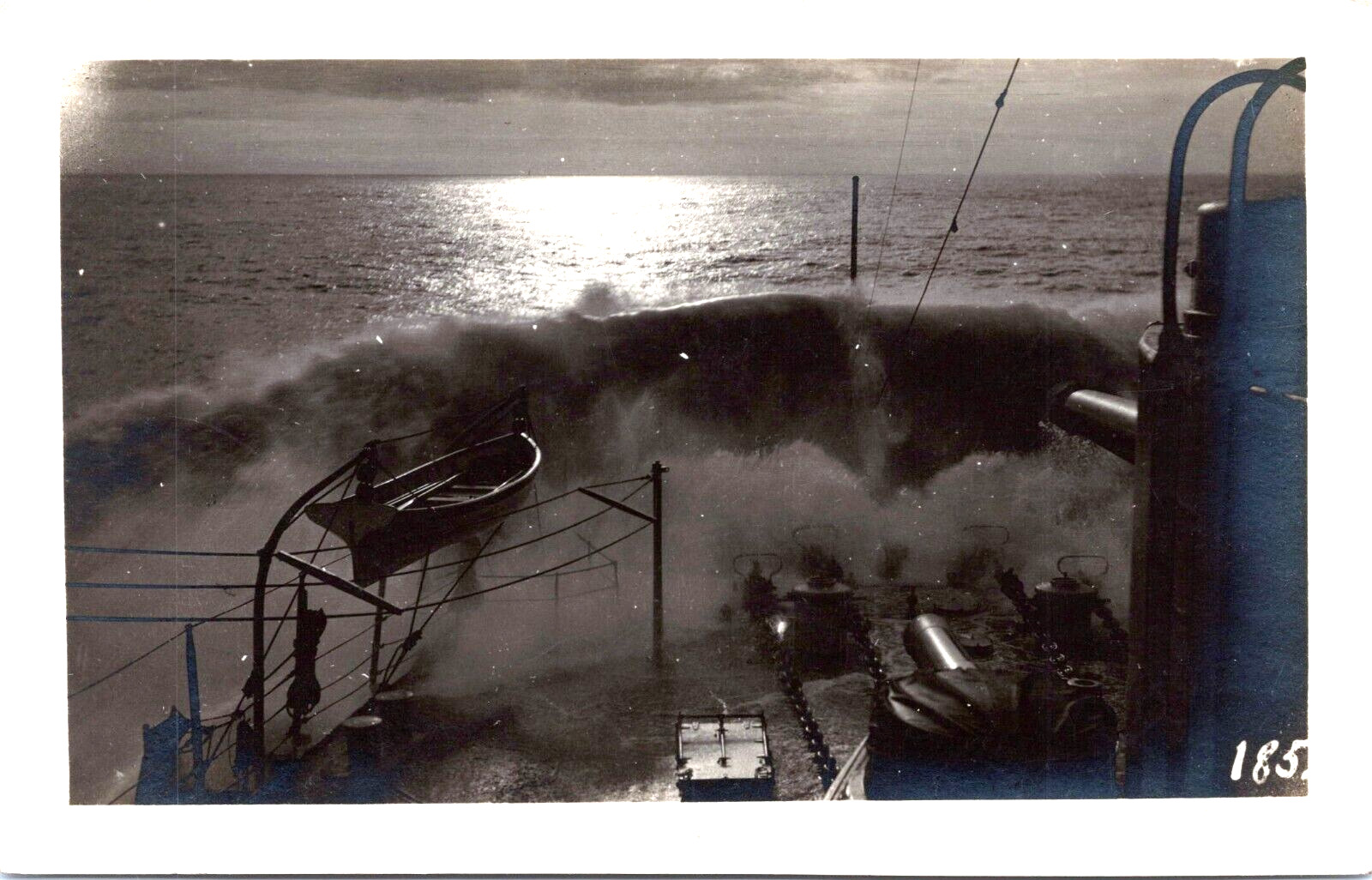 RPPC Large Wave hits Bow of USS Georgia - Photo Postcard - Great White Fleet