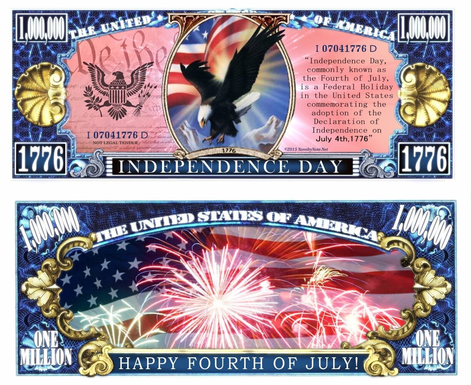 ✅ 100 Pack 4th of July Independence Day Decor Collectible Novelty Dollar Bill ✅