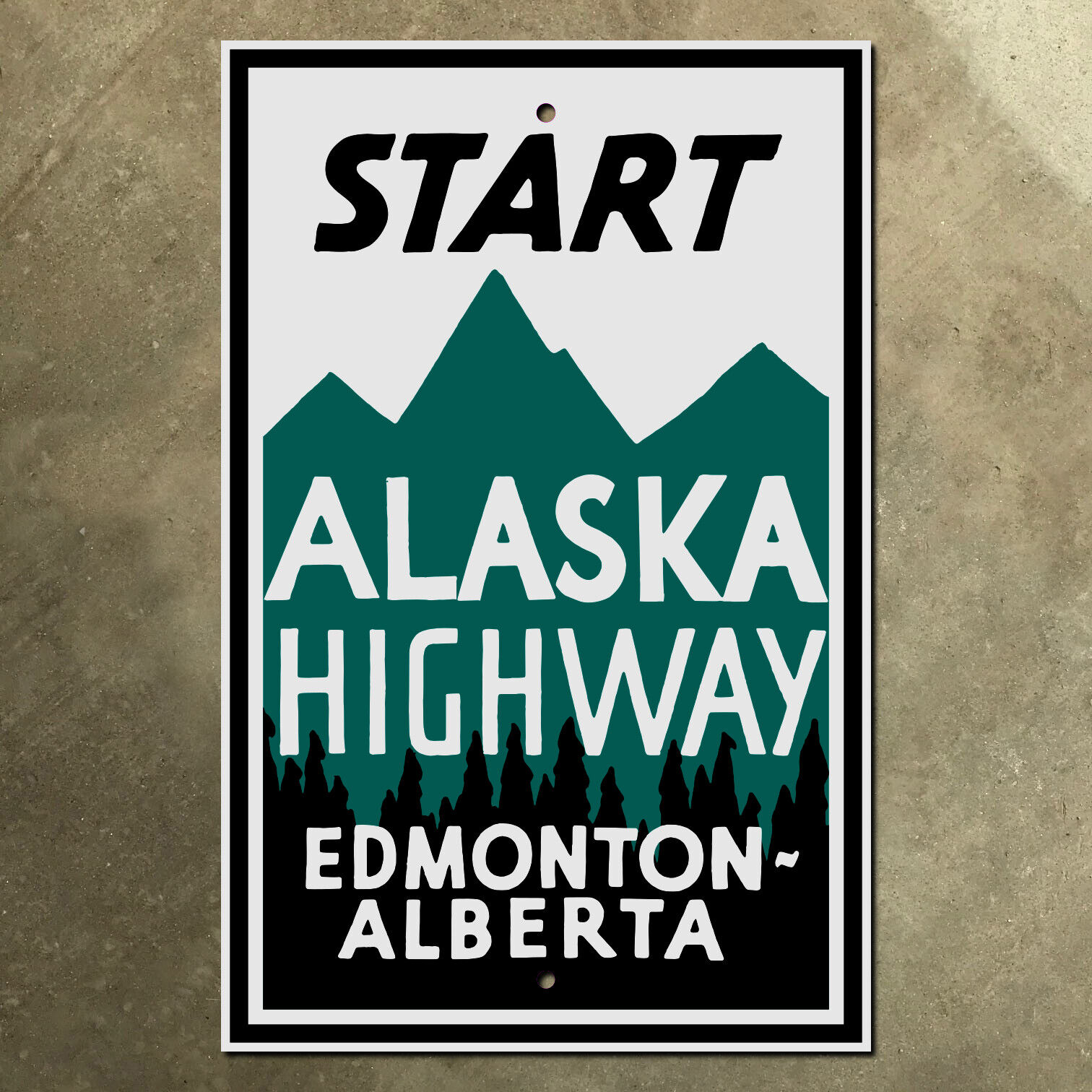 Edmonton Alberta start Alaska Highway route marker road sign Canada 1942 13x21
