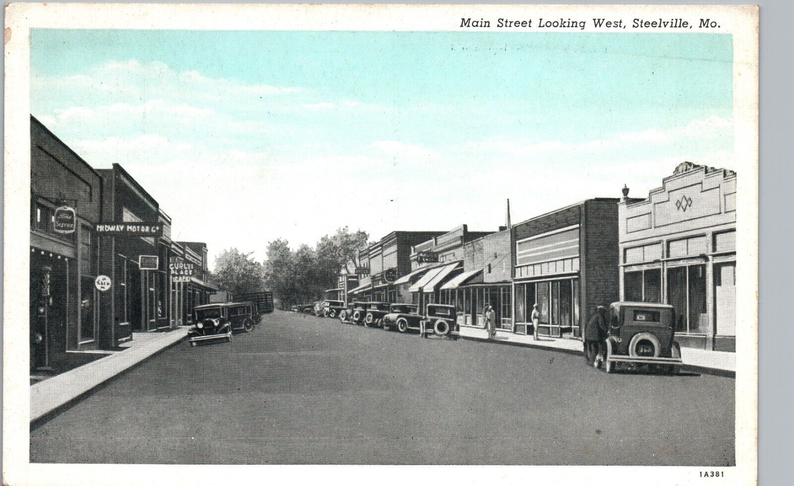 DOWNTOWN MAIN STREET WEST steelville mo original antique postcard missouri