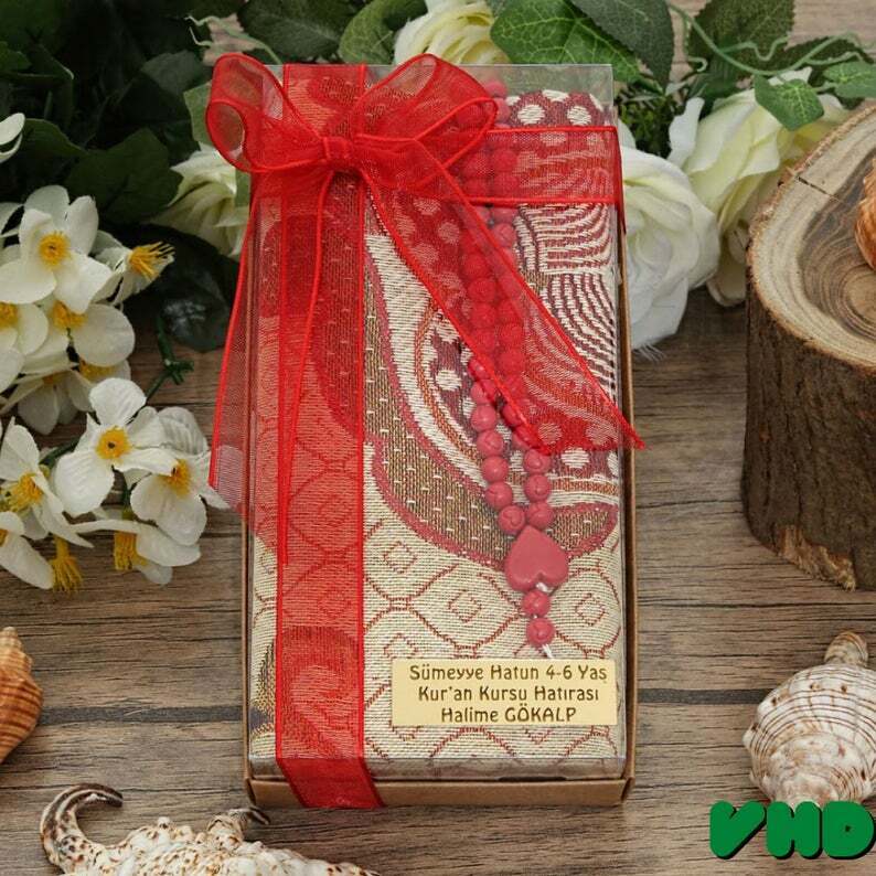 Lux Prayer Rug Tasbih Gift Set | Islamic Birthday Gift | Muslim Favor | Eid Gift