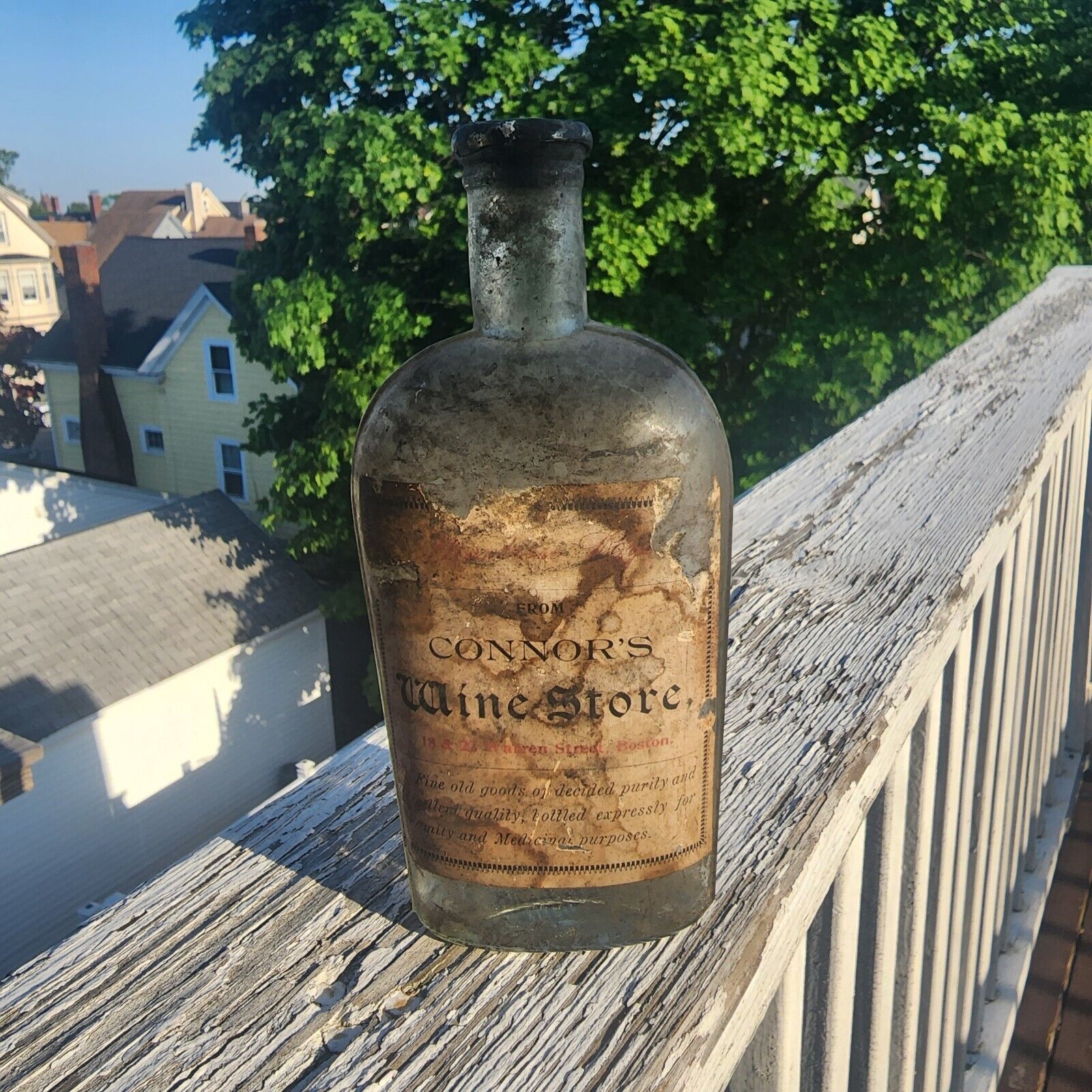 Antique Boston, Medicinal Prescription Alcohol Bottle Rare 